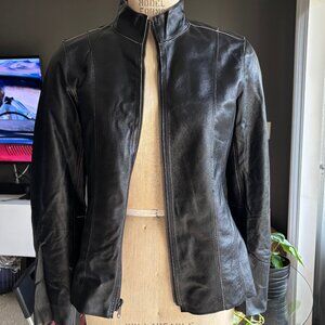 Vintage EP Pro Black 100% Geniune Leather Golf Jacket - Size Medium